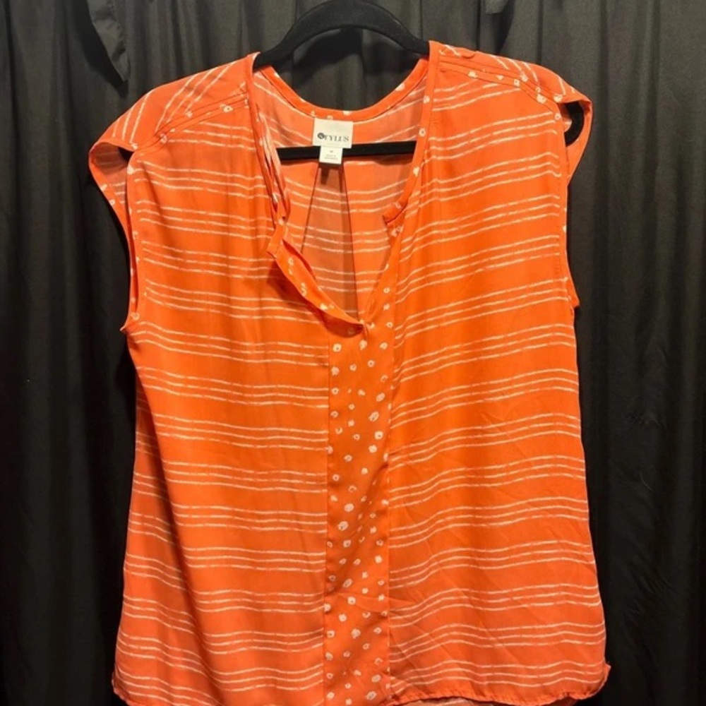 Vince Camuto Bright Orange Sleeveless Button-Front Top